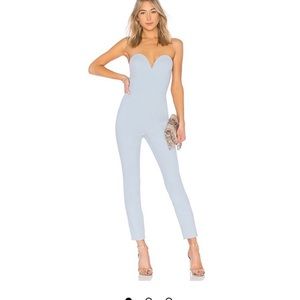 NEW BY THE WAY x REVOLVE Carina Strapless Baby Blue Bodycon Jumpsuit, Size Small